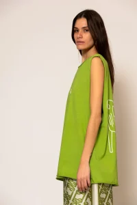 Piase Mia Karekla Αμάνικο Oversized T-shirt με logo και τύπωμα - Image 2