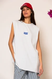 Piase Mia Karekla Αμάνικο Oversized T-shirt με logo και τύπωμα - Image 4