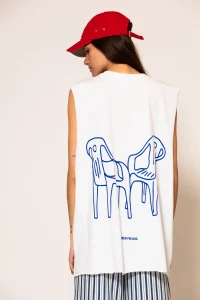 Piase Mia Karekla Αμάνικο Oversized T-shirt με logo και τύπωμα - Image 6