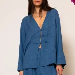 Akrogialia Oversized Λινή Πουκαμίσα