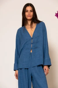 Akrogialia Oversized Λινή Πουκαμίσα