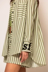 Akti Oversized Πουκάμισο Ρίγα Ποπλίνα με τσέπες και τύπωμα logo - Image 6