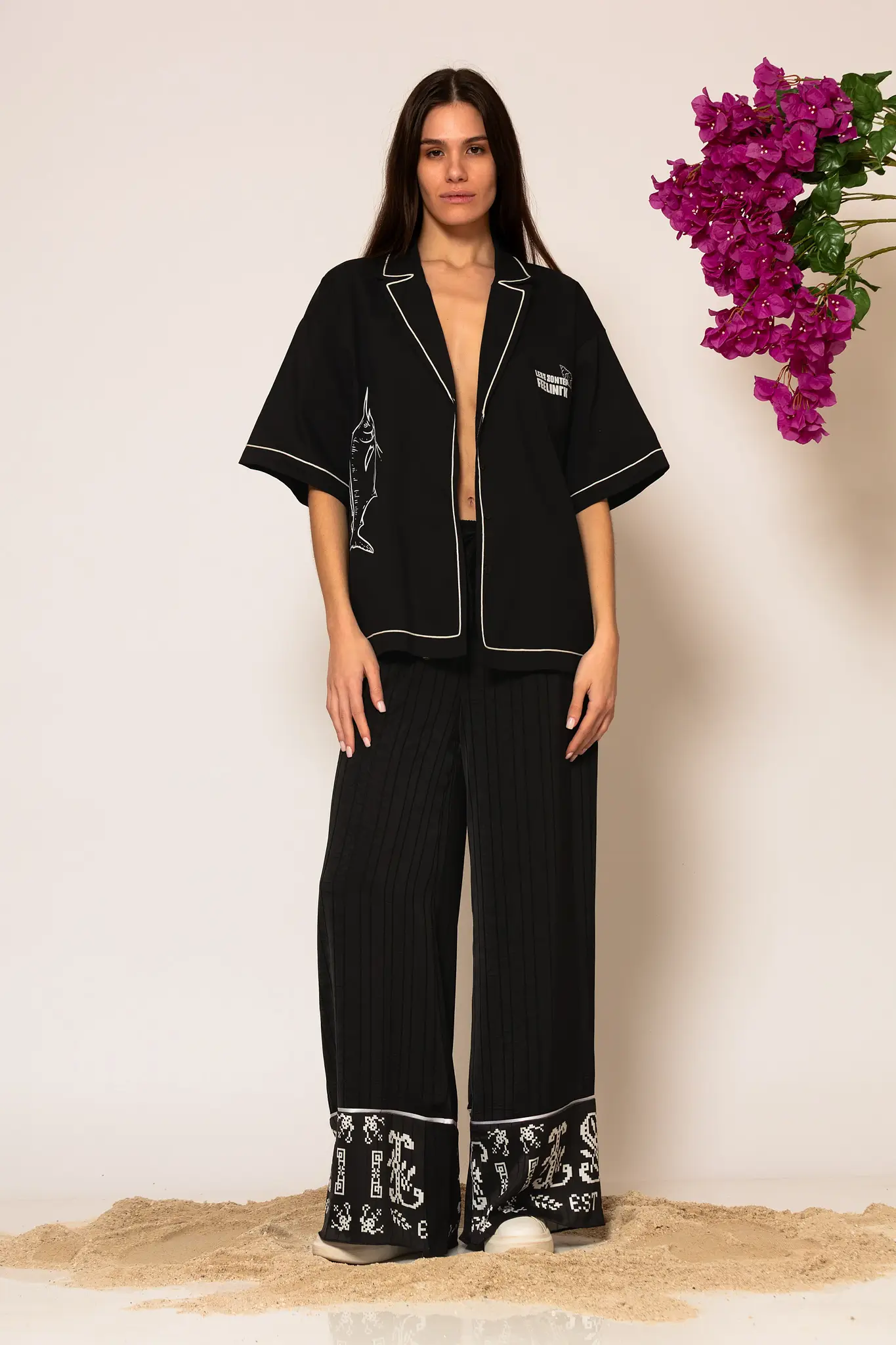 2683008-109-pants (1) Semedaki Παντελόνι σατέν με logo print - Image 1