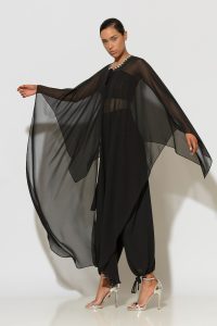 StellaWear Τουνίκ Κάπα από Μουσελίνα Σιφόν με Κρύσταλλα