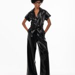 Lunevia faux leather black jumpsuit