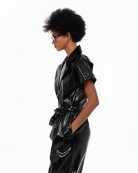 Lunevia faux leather black jumpsuit - Image 2